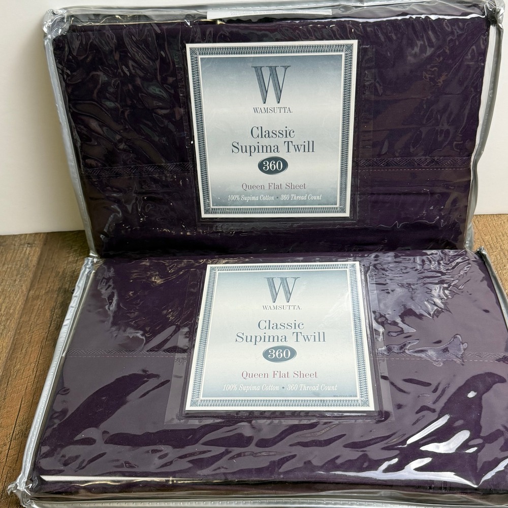 2 Wamsutta Flat Sheet Queen Eggplant Purple Supima Twill 360 TC